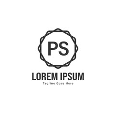 Initial PS logo template with modern frame. Minimalist PS letter logo vector illustration
