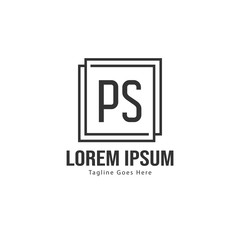 Initial PS logo template with modern frame. Minimalist PS letter logo vector illustration