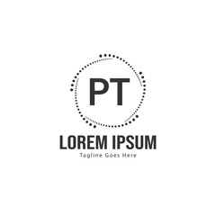 Initial PT logo template with modern frame. Minimalist PT letter logo vector illustration
