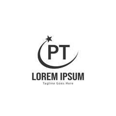 Initial PT logo template with modern frame. Minimalist PT letter logo vector illustration