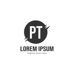 Initial PT logo template with modern frame. Minimalist PT letter logo vector illustration