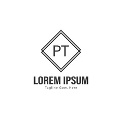 Initial PT logo template with modern frame. Minimalist PT letter logo vector illustration