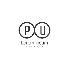 Initial PU logo template with modern frame. Minimalist PU letter logo vector illustration