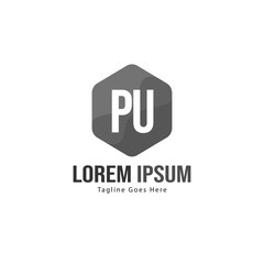 Initial PU logo template with modern frame. Minimalist PU letter logo vector illustration