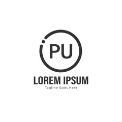 Obraz premium Initial PU logo template with modern frame. Minimalist PU letter logo vector illustration