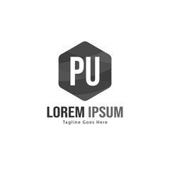 Initial PU logo template with modern frame. Minimalist PU letter logo vector illustration