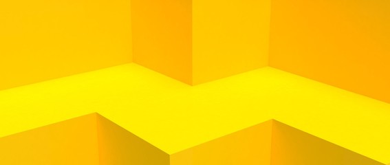 Diseño de podio para presentación de producto de diseño. Render tridimensional de escalones con iluminación de reflectores y diferentes materiales brillantes y con patrones. Fondo colorido 3d