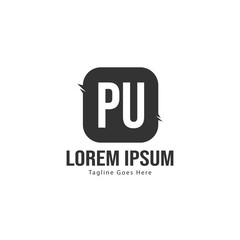 Initial PU logo template with modern frame. Minimalist PU letter logo vector illustration
