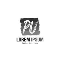 Initial PU logo template with modern frame. Minimalist PU letter logo vector illustration