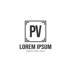 Initial PV logo template with modern frame. Minimalist PV letter logo vector illustration