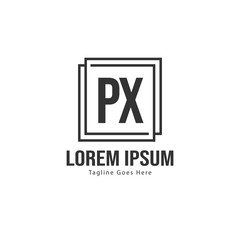 Initial PX logo template with modern frame. Minimalist PX letter logo vector illustration