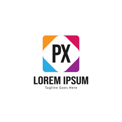 Initial PX logo template with modern frame. Minimalist PX letter logo vector illustration