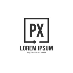 Initial PX logo template with modern frame. Minimalist PX letter logo vector illustration