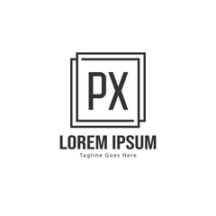 Initial PX logo template with modern frame. Minimalist PX letter logo vector illustration