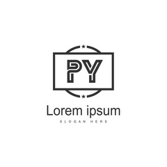 Initial PY logo template with modern frame. Minimalist PY letter logo vector illustration