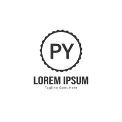 Initial PY logo template with modern frame. Minimalist PY letter logo vector illustration
