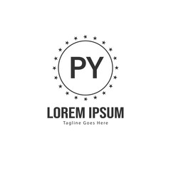 Initial PY logo template with modern frame. Minimalist PY letter logo vector illustration