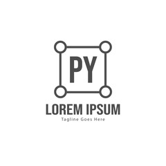 Initial PY logo template with modern frame. Minimalist PY letter logo vector illustration