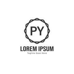 Initial PY logo template with modern frame. Minimalist PY letter logo vector illustration