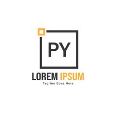 Initial PY logo template with modern frame. Minimalist PY letter logo vector illustration