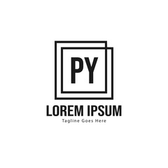 Initial PY logo template with modern frame. Minimalist PY letter logo vector illustration