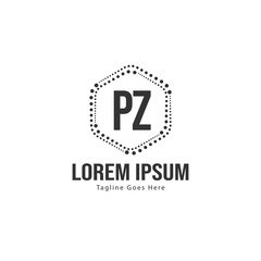 Initial PZ logo template with modern frame. Minimalist PZ letter logo vector illustration