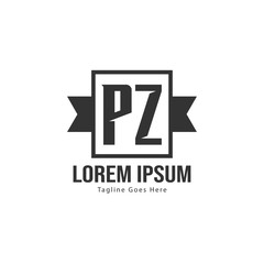 Initial PZ logo template with modern frame. Minimalist PZ letter logo vector illustration