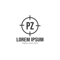 Initial PZ logo template with modern frame. Minimalist PZ letter logo vector illustration
