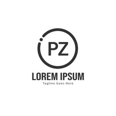 Initial PZ logo template with modern frame. Minimalist PZ letter logo vector illustration