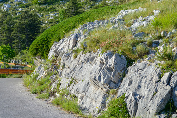 Narrow and extreme road to highest peak Sveti Jure (Saint George) of Biokovo national park, Croatia.