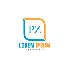 Fototapeta premium Initial PZ logo template with modern frame. Minimalist PZ letter logo vector illustration