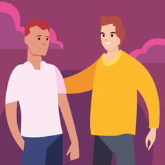 men happy young people characters