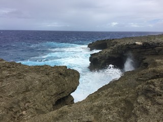Fototapeta na wymiar As Matmos Fishing Cliff, Rota, Northern Mariana Islands