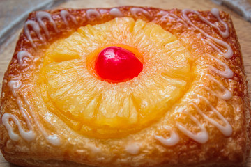 Pineapple pie is a sweet pastry.