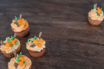 Cupcake in a wood table 
