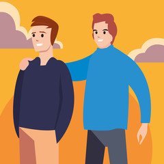 men happy young people characters