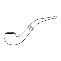 tobacco pipe smoke classic cartoon in black and white