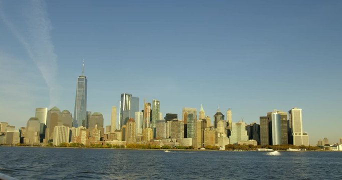 Beautiful Hudson River And Iconic World Trade Centre In The Financial District In Beautiful Manhattan in Classic NYC