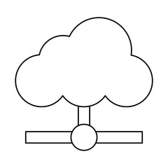 web clouds technology computer cartoon in black and white