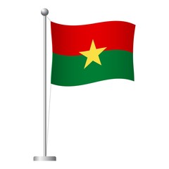 Burkina Faso flag on pole icon
