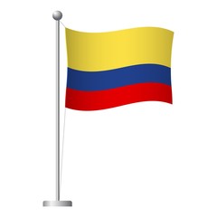 Colombia flag on pole icon