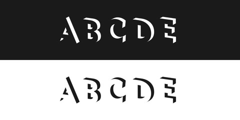 a, b, c, d, e, logo set, modern 3d design letter character	