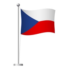 Fototapeta na wymiar Czech Republic flag on pole icon
