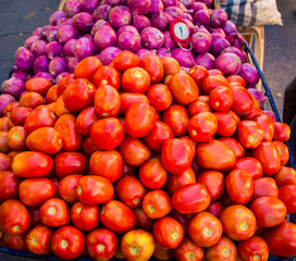 Fresh tomatoes at a market in Peru