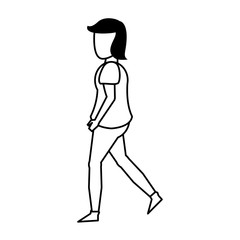 young woman without face cartoon in black and white