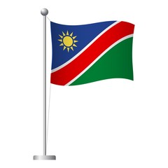 Namibia flag on pole icon
