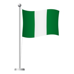 Nigeria flag on pole icon