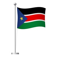 Fototapeta na wymiar South Sudan flag on pole icon