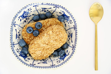 Whole wheat cereal biscuit with blueberries