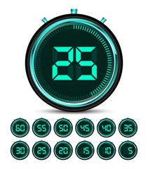 Digital Timer Stopwatch vector illustration with Number template